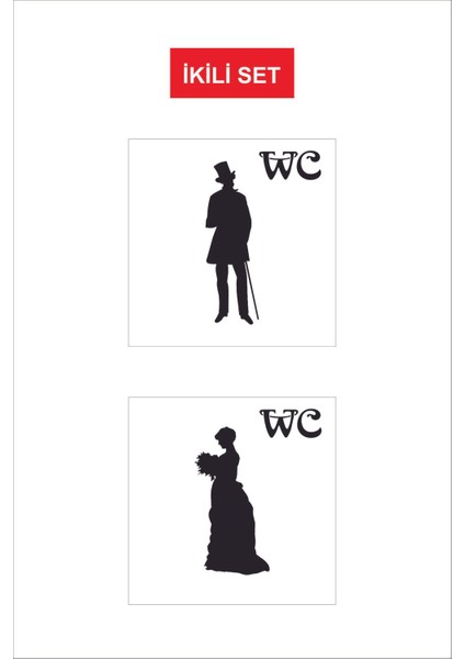 Wc Yönlendirme Yazısı Kadın Erkek Ikili Set 20X20 cm Dakota Levha