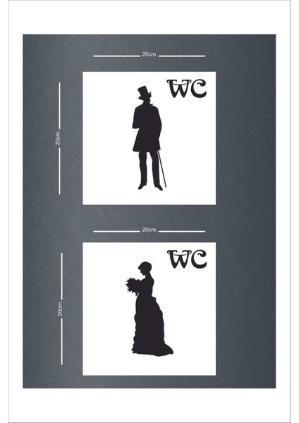 Wc Yönlendirme Yazısı Kadın Erkek Ikili Set 20X20 cm Dakota Levha fiyatları