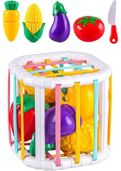 2'de 1 Montessori Bebek Oyuncakları Kesme Meyve Duyusal Gelişim Öğrenme Eğitim Oyuncak Renkli Blok Sıralama Oyunu Bebekler Için Infantcolor: Kesme Sebze (Yurt Dışından)
