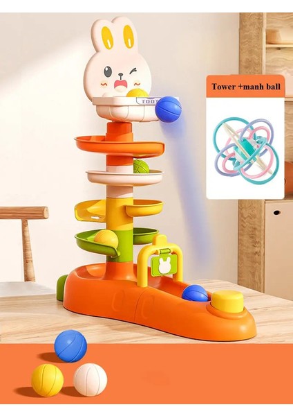 Montessori Bebek Oyuncaklar Haddeleme Topu Kazık Kule Beceri Eğitimi Eğitim Geliştirme Oyunları Babyrotating Istifleme Kulesi Oyuncak Renk: Kule Manha Ball (Yurt Dışından)