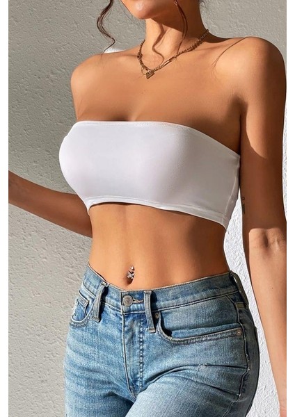 Straplez Kadın Büstiyer Beyaz modelleri