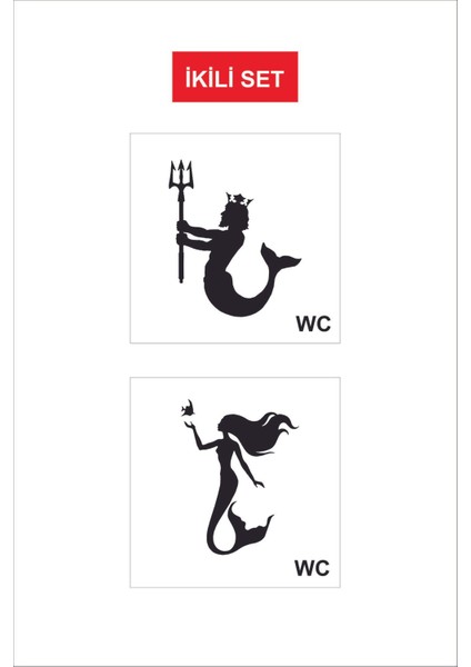 Wc Yönlendirme Yazısı Kadın Erkek Ikili Set 20X20 cm Dakota Levha