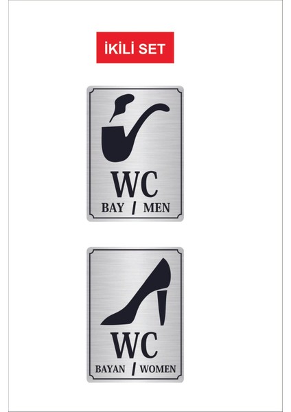 Wc Yönlendirme Yazısı Kadın Erkek Ikili Set 21X15 cm Dakota Levha