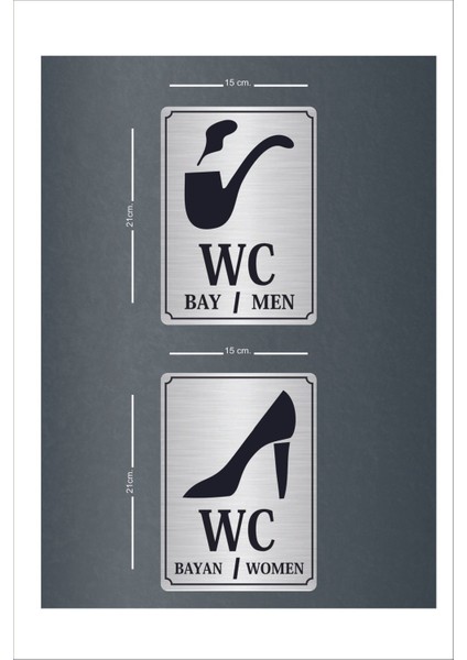 Wc Yönlendirme Yazısı Kadın Erkek Ikili Set 21X15 cm Dakota Levha