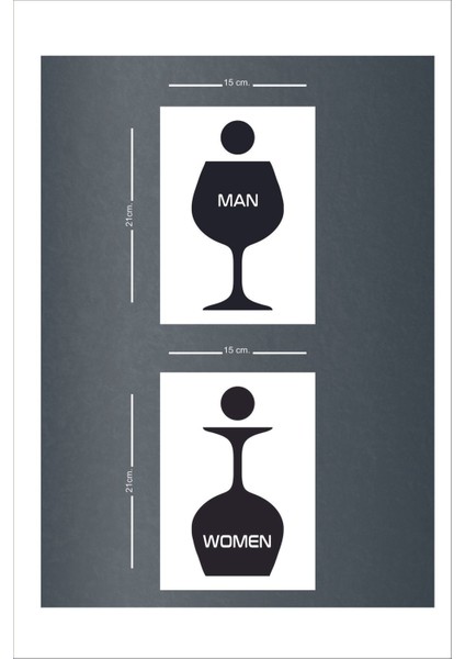 Wc Yönlendirme Yazısı Kadın Erkek Ikili Set 21X15 cm Dakota Levha