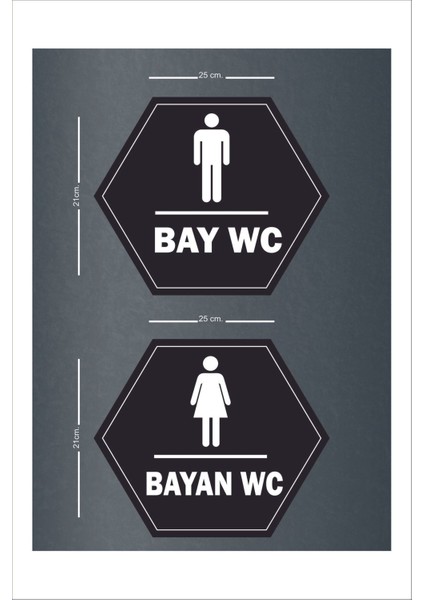 Wc Yönlendirme Yazısı Kadın Erkek Ikili Set 21X25 cm Dakota Levha fiyatları