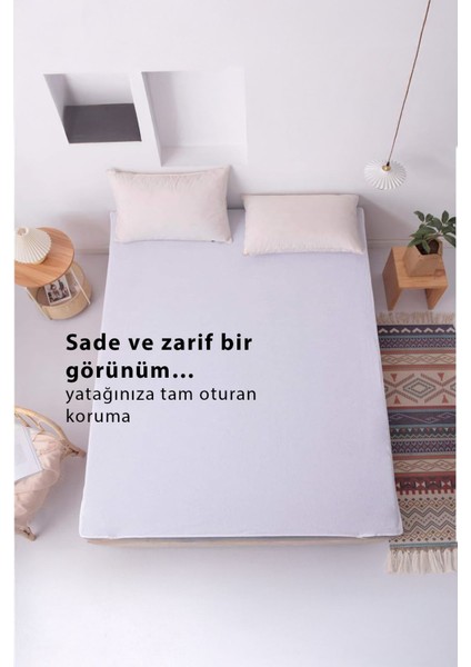 Unicolor Köşe Lastikli Sıvı Geçirmez Alez Sessiz ve Nefes Alabilir Yatak Koruyucu