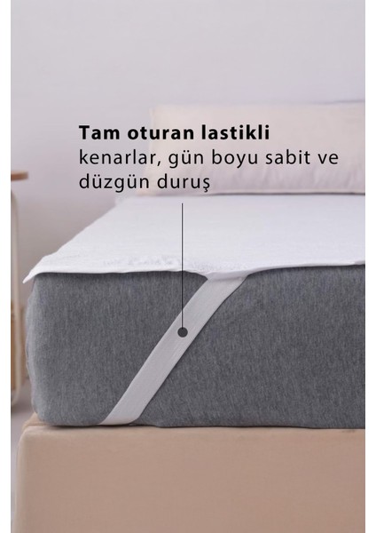 Unicolor Köşe Lastikli Sıvı Geçirmez Alez Sessiz ve Nefes Alabilir Yatak Koruyucu