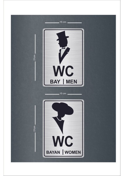 Wc Yönlendirme Yazısı Kadın Erkek Ikili Set 21X15 cm Dakota Levha fiyatları