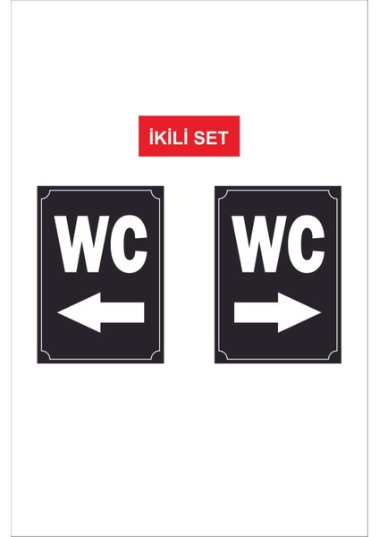 Wc Yönlendirme Yazısı Kadın Erkek Ikili Set 21X15 cm Dakota Levha