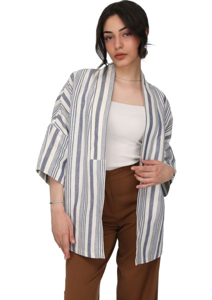 Çizgili Kimono Ceket %100 Pamuk fırsatları