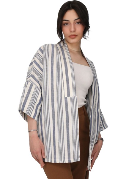 Çizgili Kimono Ceket %100 Pamuk indirimleri