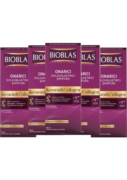 Kolajen & Keratin Etkili Bitkisel Şampuan 360 ml 5 Adet