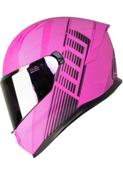 M 910 Lady Fuchsıa Pembe Tam Kask (Renkli Vizör)