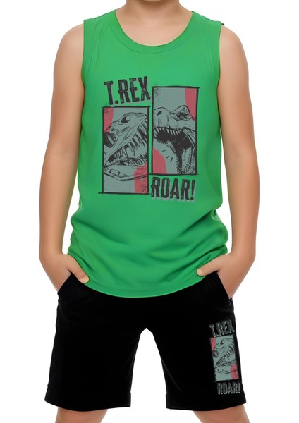 Erkek Çocuk Baskılı Sıfır Kol Trex Roar Alt-Üst Takım modelleri