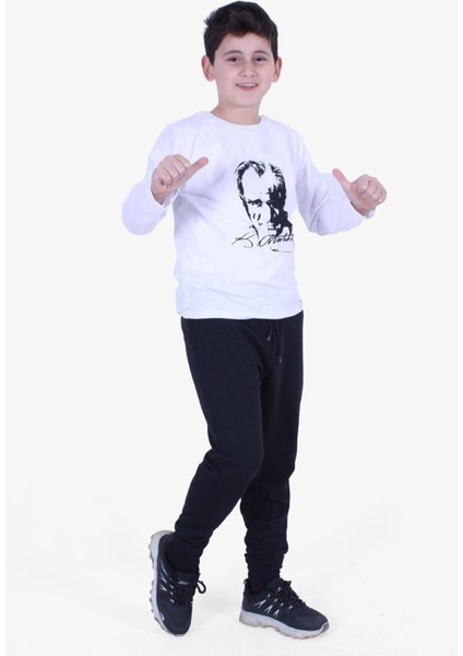 Atatürk Baskılı Uzun Kollu Alt-Üst Çocuk Takım