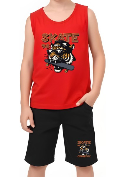 Erkek Çocuk Baskılı Sıfır Kol Skate Crunch Alt-Üst Takım