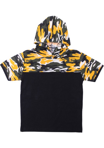 Erkek Çocuk Kapüşonlu Kamuflaj Desenli Kapri-Sweatshirt Alt Üst Takım