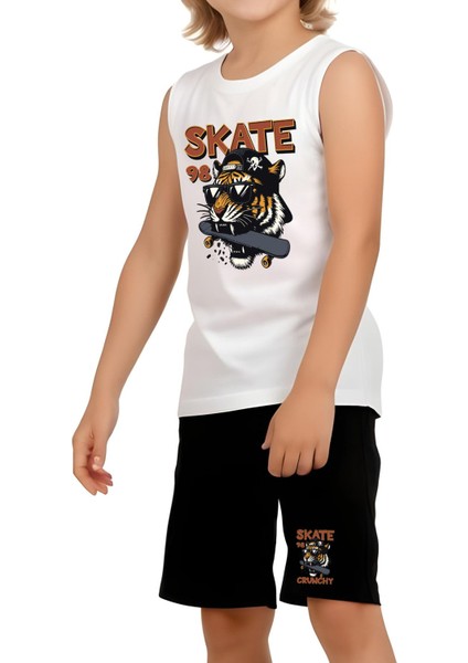 Erkek Çocuk Baskılı Sıfır Kol Skate Crunch Alt-Üst Takım