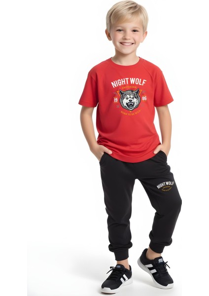 Erkek Çocuk Mevsimlik Nıght Wolf Baskılı Alt-Üst Takım