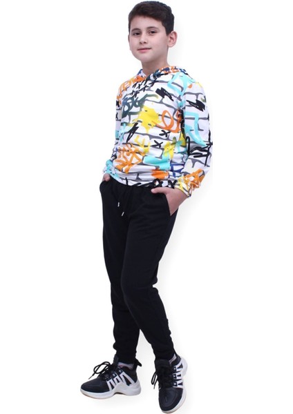 Desenli, Kapüşonlu, Unisex Sweatshirt-Eşofman Alt Üst Takım 2 Iplik fırsatları