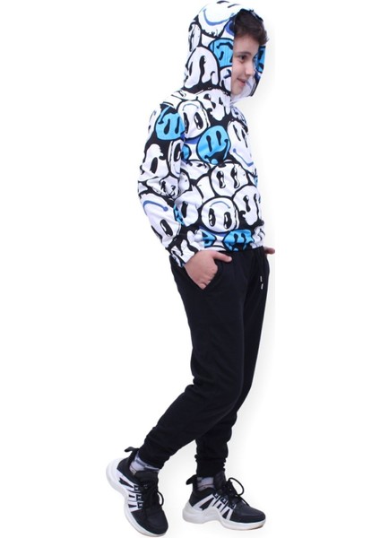 Desenli, Kapüşonlu, Unisex Sweatshirt-Eşofman Alt Üst Takım 2 Iplik indirimleri