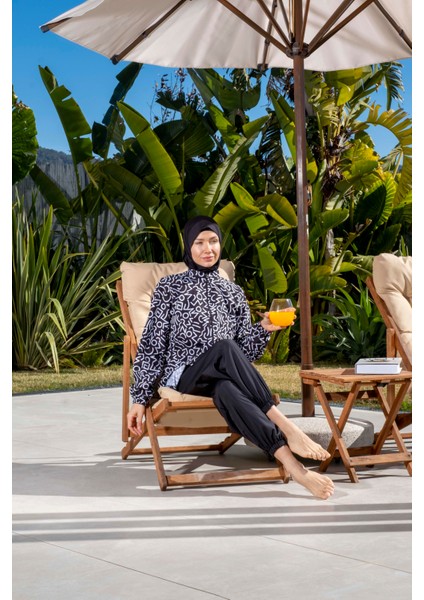 Hızlı Kuruyan Paraşüt Kumaş Desenli Tesettür Mayo - 2536 modelleri