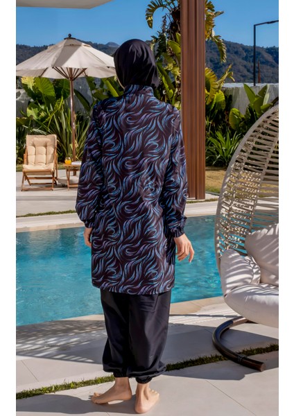Hızlı Kuruyan Paraşüt Kumaş Desenli Tesettür Mayo - 2537 fiyatları