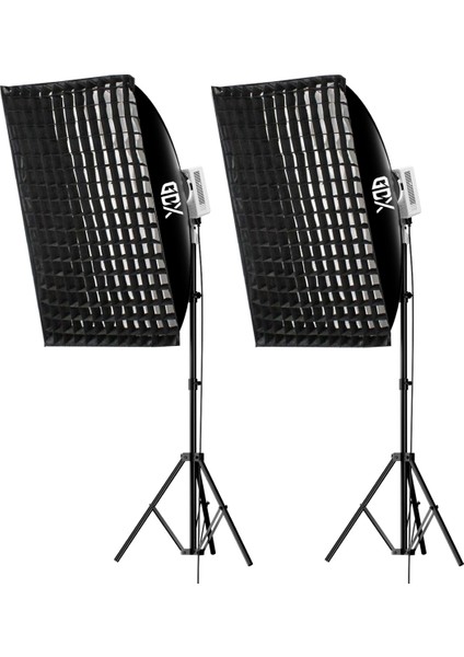 Ml-Kit 2 Cob LED Youtube Sürekli Video ve Fotoğraf Işık Ikili Set + Gdx BW-6090 Gridli Softbox