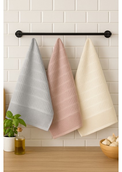 Pamuklu Süper Emici Mutfak Havlusu 3'lü Set – 40 x 60 cm Kurulama Bezi