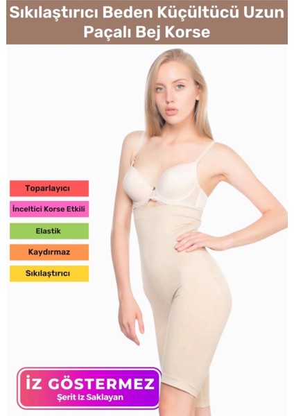 Deluxe Seri Toparlayıcı Vücut Şekillendirici Iz Göstermez Kaymaz Uzun Paçalı Korse