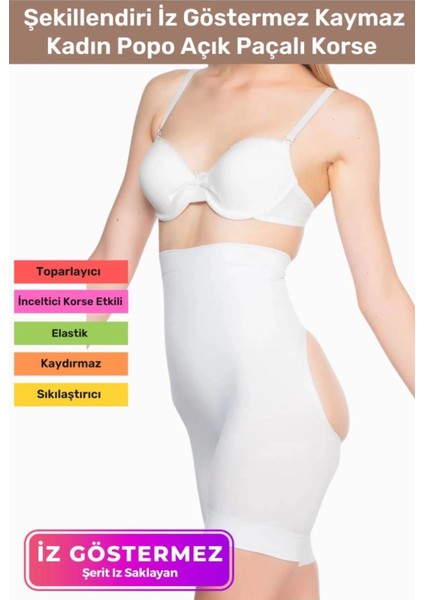 Premium Toparlayıcı Şekillendiri Iz Göstermez Kaymaz Kadın Popo Açık Paçalı Korse
