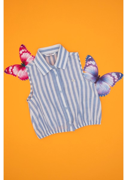 Kız Çocuk Mavi Gömlek Kısa Kollu 50306618-VR036 modelleri