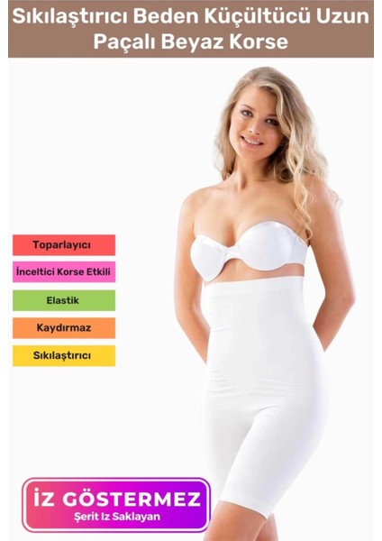 Deluxe Seri Toparlayıcı Vücut Şekillendirici Iz Göstermez Kaymaz Uzun Paçalı Korse
