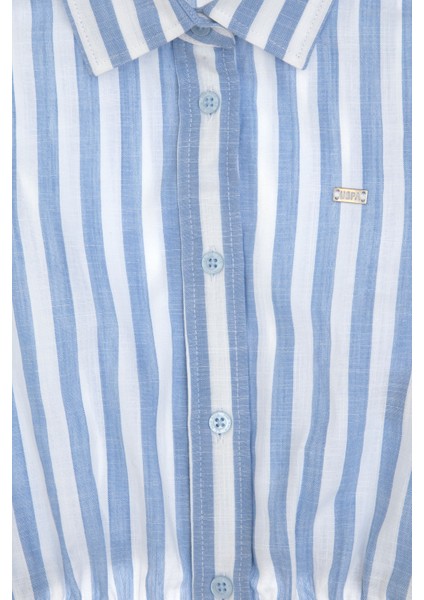 Kız Çocuk Mavi Gömlek Kısa Kollu 50306618-VR036