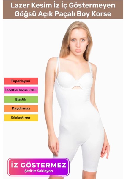 Yeni Sezon Lazer Kesim Iz Iç Göstermez Kaymaz Toparlayıcı Şekillendirici Göğsü Açık Paçalı Boy Korse
