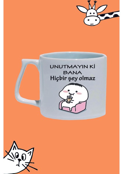 Unutmayın Ki Bana Hiçbir Şey Olmaz Tasarım Baskılı Beyaz Lüks Sap Kupa Bardak
