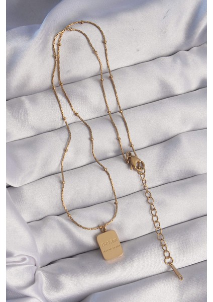 316L Çelik Gold Renk Kare Charm Model Kolye - Lisinya fiyatları
