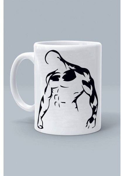 kas Adam Man Gym Fitness Tasarım Baskılı Beyaz Klasik Kupa Bardak