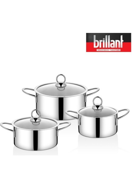 Algenip Çelik Tencere Set 6 Parça 12/14/16 cm Isınmaz Kulp