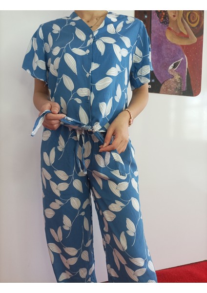 Bağlamalı Summer Pantolon Gömlek Takım