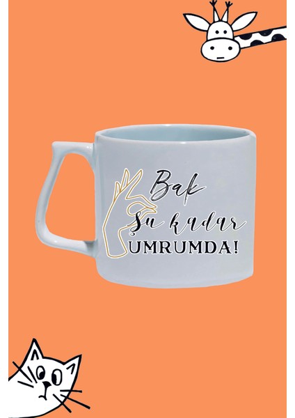 Bak Şu Kadar Umrumda Tasarım Baskılı Beyaz Lüks Sap Kupa Bardak