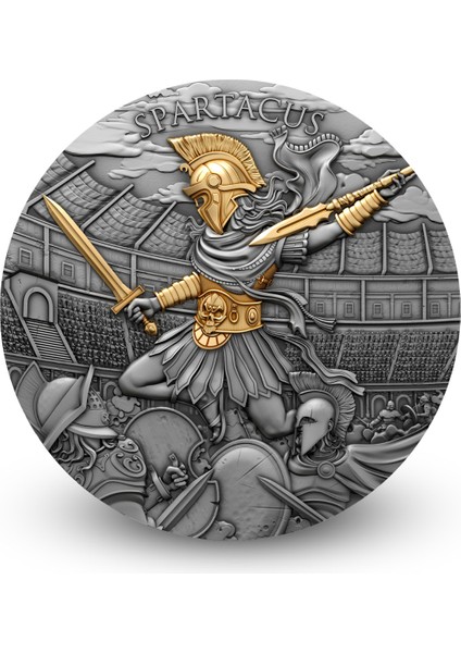 Agakulche Spartacus Savaşçı Altın Kaplama Gümüş Sikke Coin