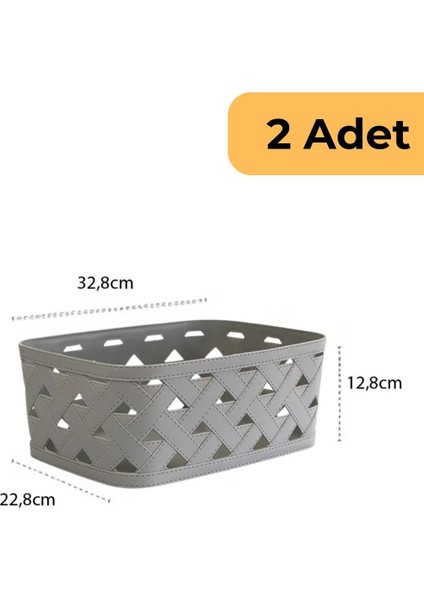 Decobella Deri Desenli Sepet, 2'li Set, Gri