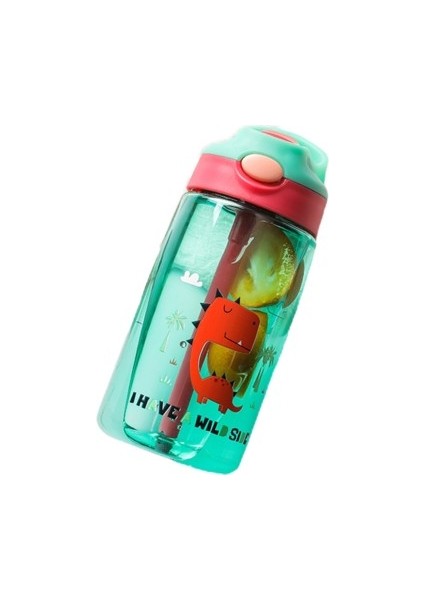 480ML Çocuk Su Kupası Saman ve Karikatür Desenli Desen Anti-Fall Duck-Duck Bullet Kapak Plastik Su Kupası (Yurt Dışından)