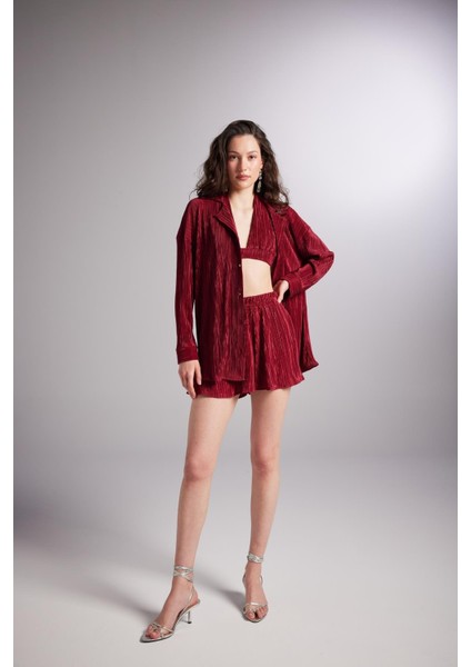 Comfy Oversize Gömlek Bordo