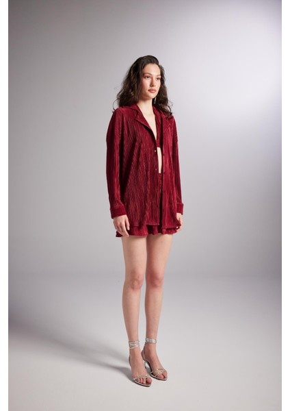 Comfy Oversize Gömlek Bordo