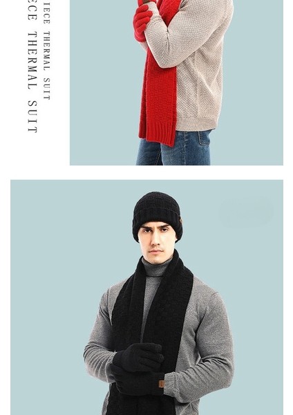 Erkek ve Kadın Kışlık Sıcak Ekose Şapka, Atkı ve Eln Üç Parçalı Set (Yurt Dışından) fiyatları