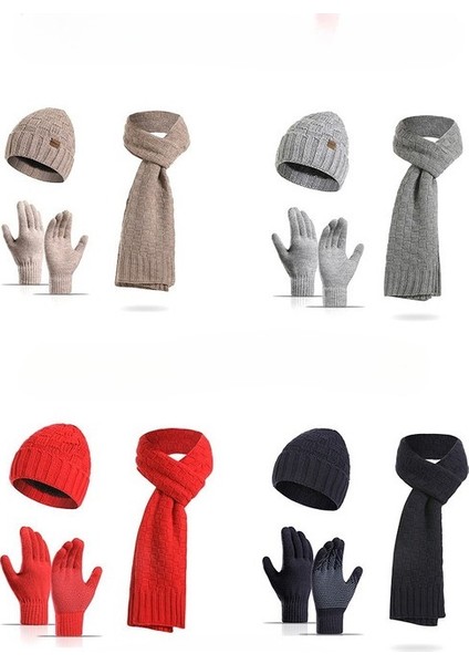 Erkek ve Kadın Kışlık Sıcak Ekose Şapka, Atkı ve Eln Üç Parçalı Set (Yurt Dışından) modelleri