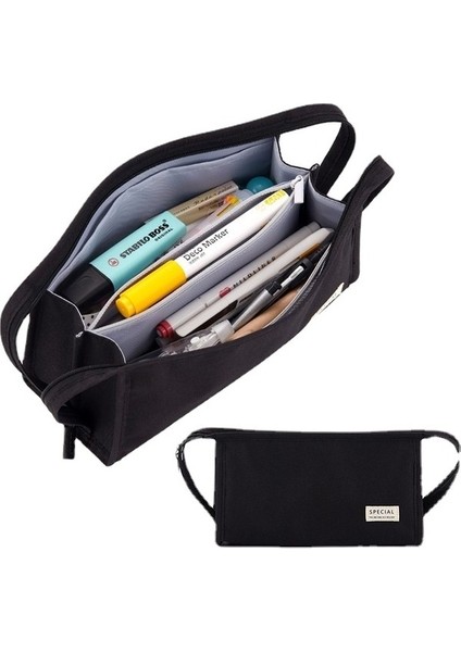 Çift Taraflı Saplı Kalem Çantası Kalem Kutusu Büyük (Yurt Dışından)